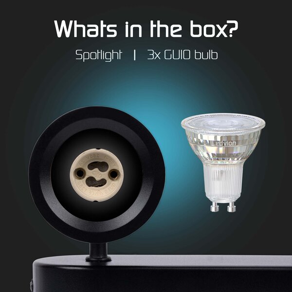 Ledvion LED Plafondspot Zwart Trio - Dimbaar - 3W - 4000K - Kantelbaar