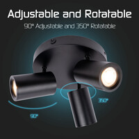 Ledvion LED Plafondspot Zwart Trio - Dimbaar - 3W - 6500K - Kantelbaar