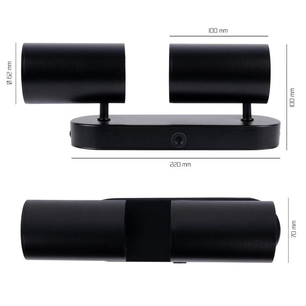 Ledvion LED Plafondspot Zwart Duo - Dimbaar - 3W - 6500K - Kantelbaar