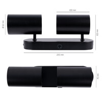 Ledvion LED Plafondspot Zwart Duo - Dimbaar - 3W - 6500K - Kantelbaar