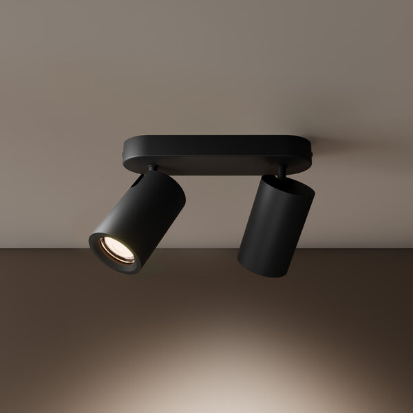 Ledvion LED Plafondspot Zwart Duo - Dimbaar - 3W - 6500K - Kantelbaar