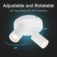 Ledvion LED Plafondspot Wit Duo - Dimbaar - 3W - 4000K - Kantelbaar