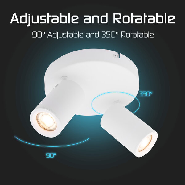 Ledvion LED Plafondspot Wit Duo - Dimbaar - 3W - 4000K - Kantelbaar