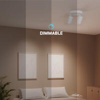 Ledvion LED Plafondspot Wit Duo - Dimbaar - 3W - 4000K - Kantelbaar