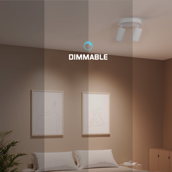 Ledvion LED Plafondspot Wit Duo - Dimbaar - 3W - 4000K - Kantelbaar