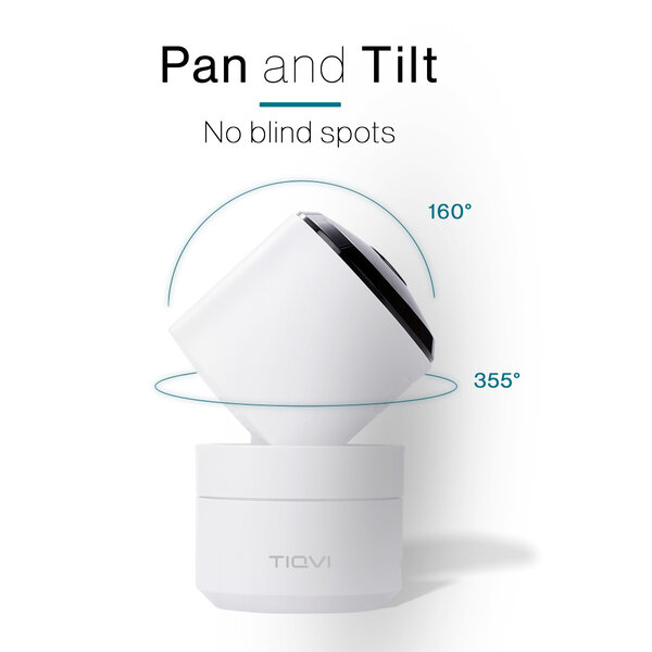 Tiqvi Smart Binnen PTZ Camera - WiFi - 1080P - Beveiligingscamera - Nightvision Camera Wifi