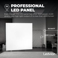 Ledvion 4x Lumileds LED Paneel 60x60 - 36W - 6500K - 125 lm/W - UGR <22 - 5 jaar garantie