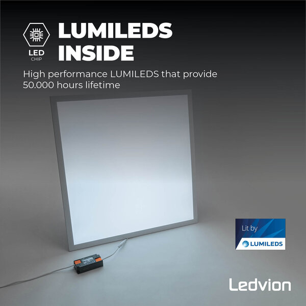 Ledvion 4x Lumileds LED Paneel 60x60 - 36W - 6500K - 125 lm/W - UGR <22 - 5 jaar garantie