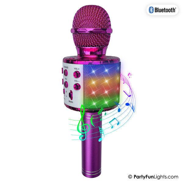 PartyFunLights Bluetooth Karaoke Microfoon - Roze - Incl. Luidspreker en Lichteffecten