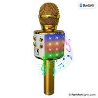 PartyFunLights Bluetooth Karaoke Microfoon - Goud - Incl. Luidspreker en Lichteffecten
