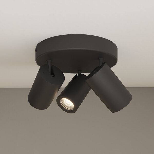 Ledvion LED Plafondspot Zwart Trio - Dimbaar - 3W - 4000K - Kantelbaar