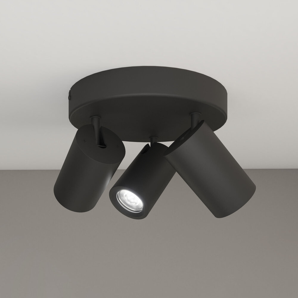 Ledvion LED Plafondspot Zwart Trio - Dimbaar - 3W - 6500K - Kantelbaar