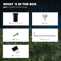 Ledvion LED Grondspot - IP67 - 3W - 2700K - 1 Meter Kabel - Zwart