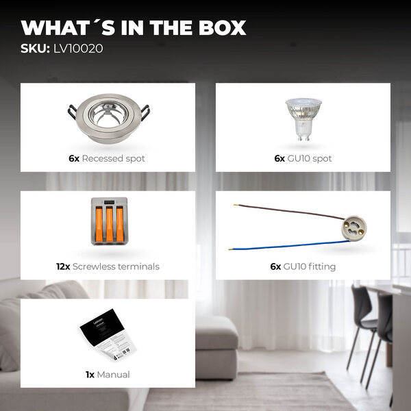 Ledvion Dimbare LED inbouwspots RVS - Tokyo - 3W - 2700K - ø92mm - 6 pack