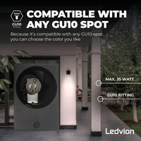 Ledvion Dimbare LED Wandlamp - IP54 - Zwart - 3W - 2700K