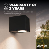 Ledvion Dimbare LED Wandlamp - IP54 - Zwart - 3W - 2700K