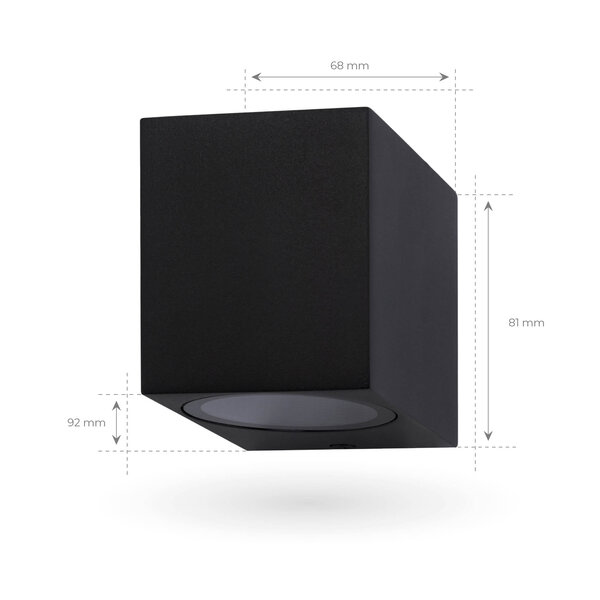 Ledvion Dimbare LED Wandlamp - IP54 - Zwart - 3W - 2700K