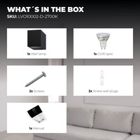 Ledvion Dimbare LED Wandlamp - IP54 - Zwart - 3W - 2700K