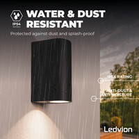 Ledvion Dimbare Wandlamp Buiten - Santa Barbara - 3W - 2700K - IP54 - Zwart