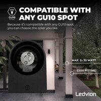 Ledvion Dimbare Wandlamp Buiten - Santa Barbara - 3W - 2700K - IP54 - Zwart