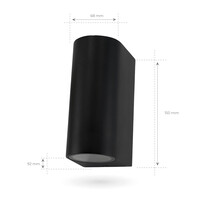 Ledvion Dimbare Wandlamp Buiten - Santa Barbara - 3W - 2700K - IP54 - Zwart