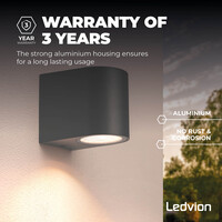 Ledvion Dimbare Wandlamp Buiten - 3W - 2700K - Antraciet