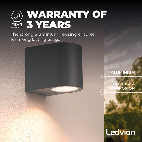 Ledvion Dimbare Wandlamp Buiten - 3W - 2700K - Antraciet