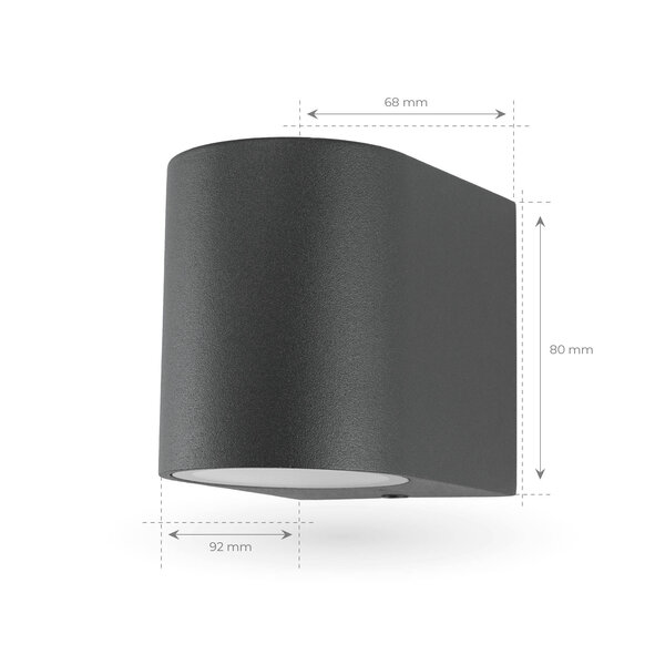 Ledvion Dimbare Wandlamp Buiten - 3W - 2700K - Antraciet