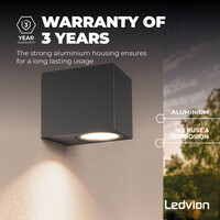 Ledvion Dimbare Wandlamp Buiten - 3W - 2700K - Antraciet