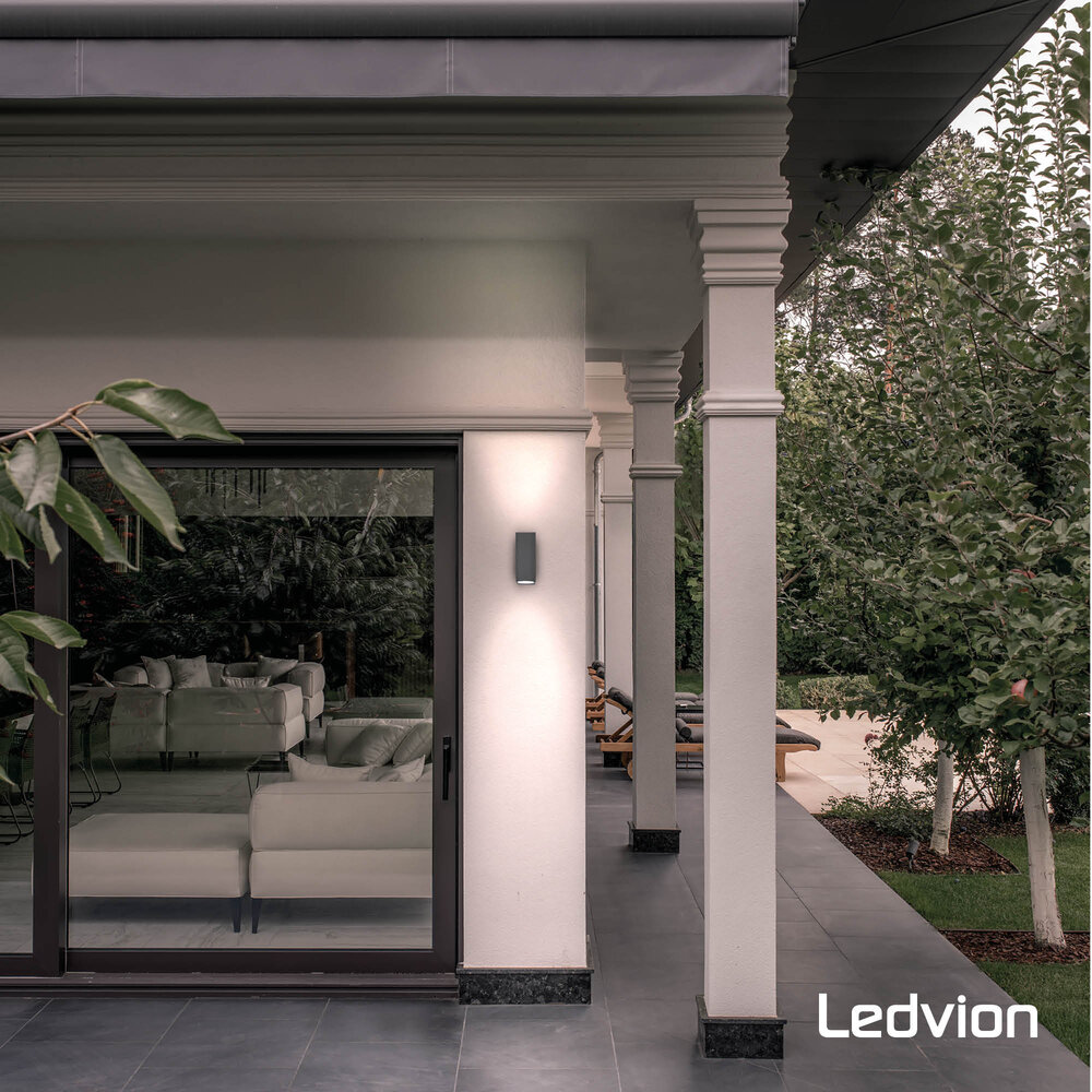 Ledvion Dimbare Wandlamp Buiten - 3W - 2700K - Antraciet - Up & Down