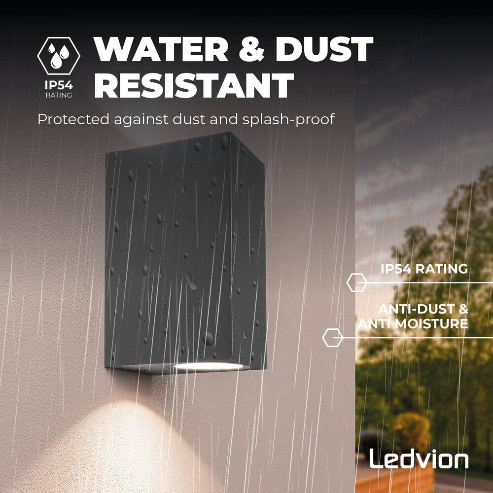 Ledvion Dimbare Wandlamp Buiten - 3W - 2700K - Antraciet - Up & Down