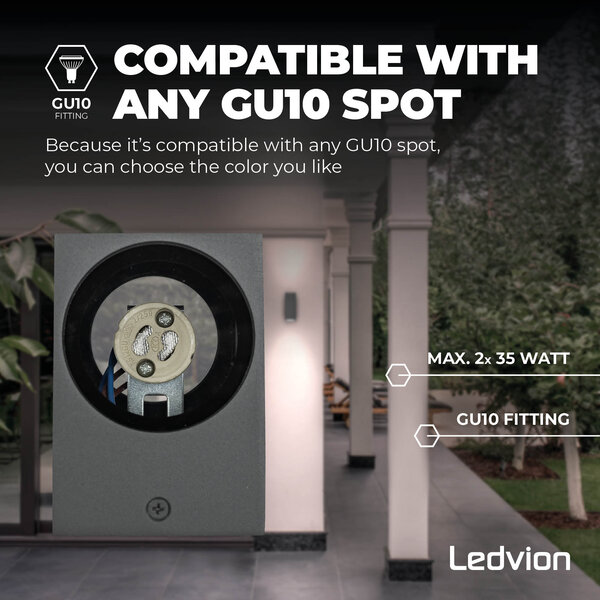 Ledvion Dimbare Wandlamp Buiten - 3W - 2700K - Antraciet - Up & Down