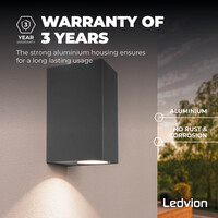 Ledvion Dimbare Wandlamp Buiten - 3W - 2700K - Antraciet - Up & Down