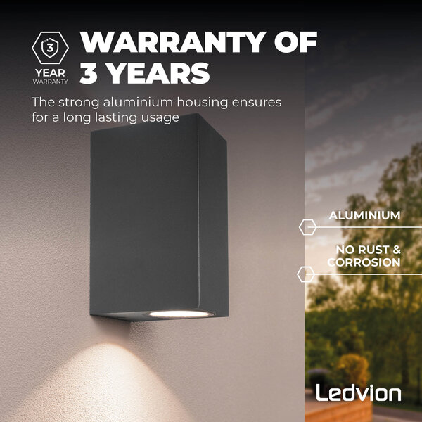 Ledvion Dimbare Wandlamp Buiten - 3W - 2700K - Antraciet - Up & Down