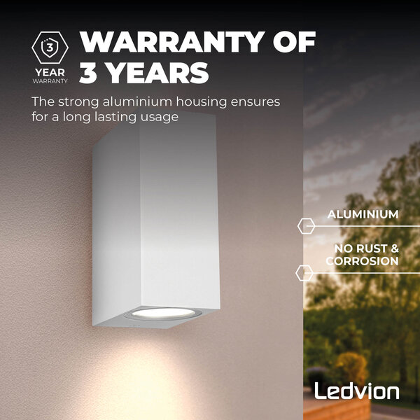 Ledvion Dimbare Wandlamp Buiten - 3W - 2700K - Wit - Up & Down