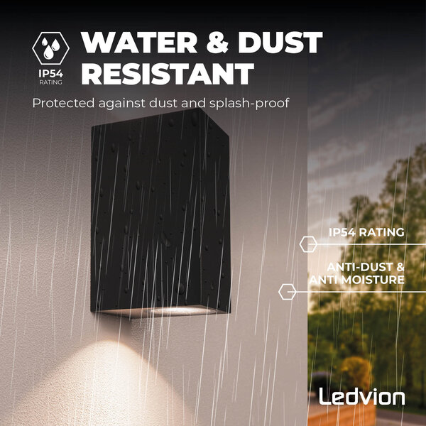 Ledvion Dimbare Wandlamp Buiten met Schemeringssensor - Tweezijdig - 3W - 2700K - IP44 - Zwart