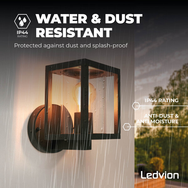 Ledvion Moderne Wandlamp Buiten - 7,5W - 2100K - IP44 - Zwart