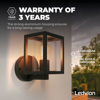 Ledvion Moderne Wandlamp Buiten - 7,5W - 2100K - IP44 - Zwart