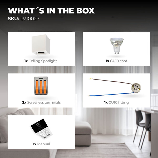 Ledvion Dimbare LED Opbouwspot - Vierkant - Wit - 3W - 4000K - Kantelbaar