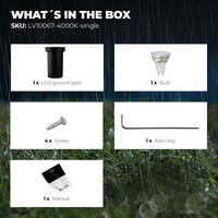 Ledvion LED Grondspot - IP67 - 3W - 4000K - 1 Meter Kabel - Zwart