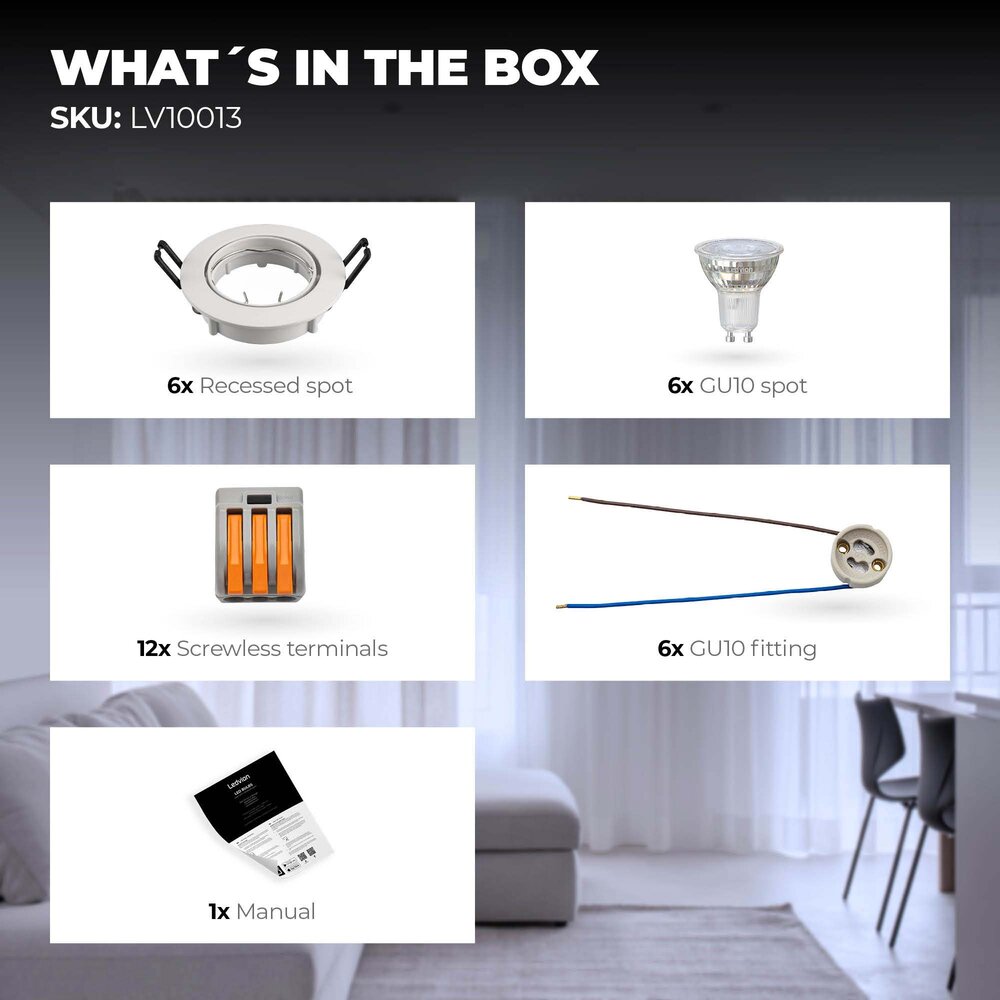 Ledvion Dimbare LED inbouwspot Wit - Amsterdam - 3W - 6500K - ø82mm - 6 pack