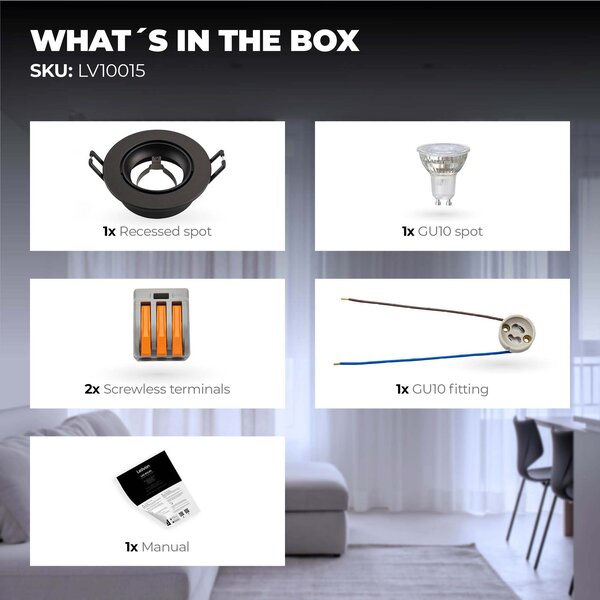 Ledvion Dimbare LED inbouwspot Zwart - Rio - 3W - 6500K - ø85mm
