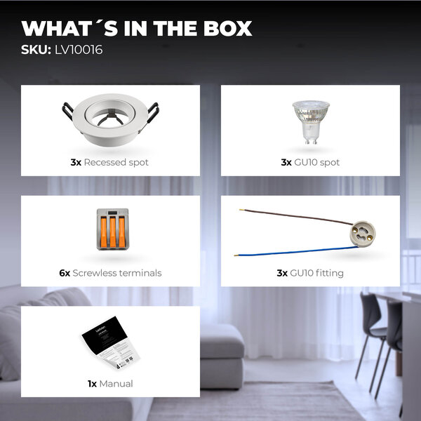 Ledvion Dimbare LED inbouwspot Wit - Rio - 3W - 6500K - ø85mm - 3 pack