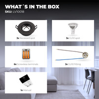 Ledvion Dimbare LED inbouwspot Zwart - Tokyo - 3W - 6500K - ø92mm - 3 pack