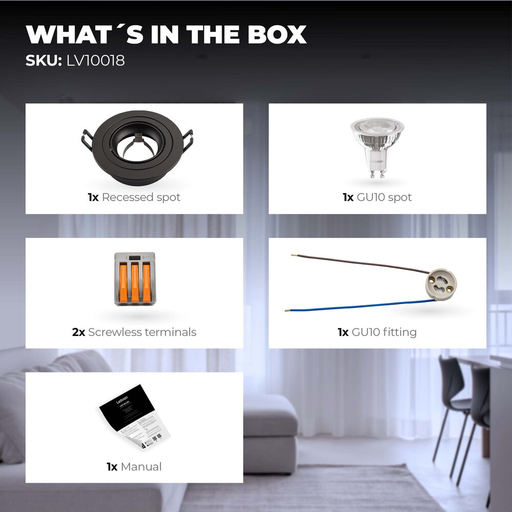 Ledvion Dimbare LED inbouwspot Zwart - Tokyo - 3W - 6500K - ø92mm