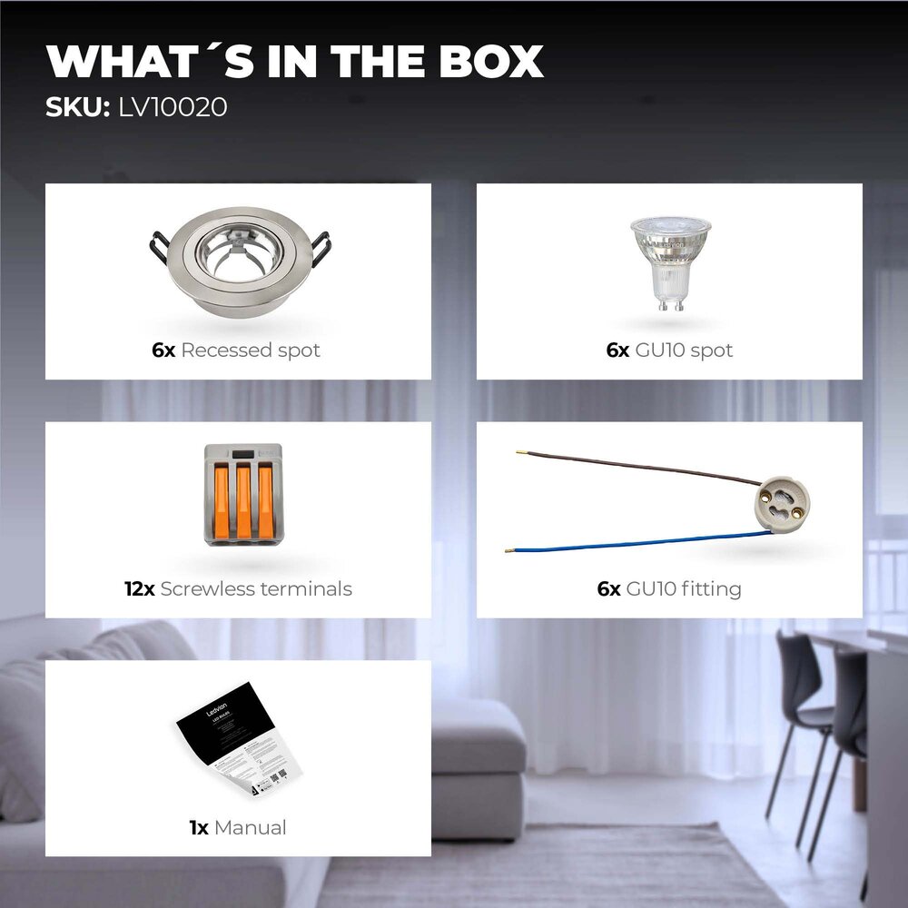 Ledvion Dimbare LED inbouwspot RVS - Tokyo - 3W - 6500K - ø92mm - 6 pack
