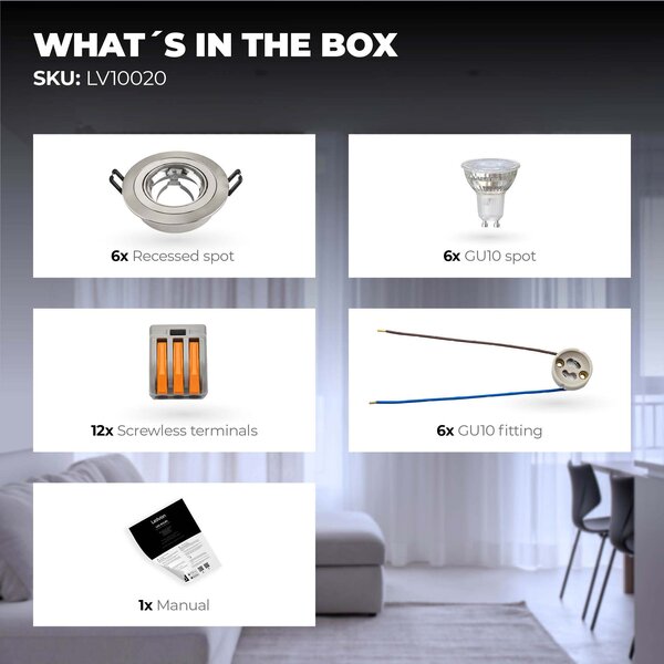 Ledvion Dimbare LED inbouwspot RVS - Tokyo - 3W - 6500K - ø92mm - 6 pack