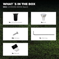 Ledvion 9x LED Grondspot Vierkant - IP67 - 3W - 6500K - 1 Meter Kabel