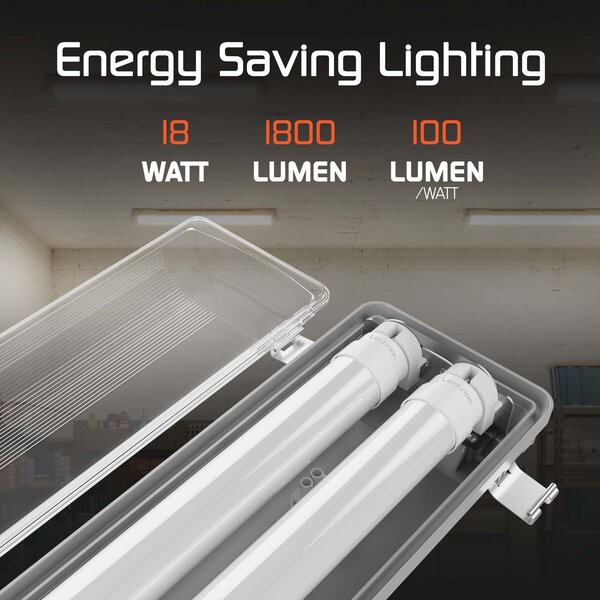 Ledvion LED TL Armatuur 60cm - 9W - 900 Lumen - 4000K - IP65 - Incl. 2x LED TL Buizen