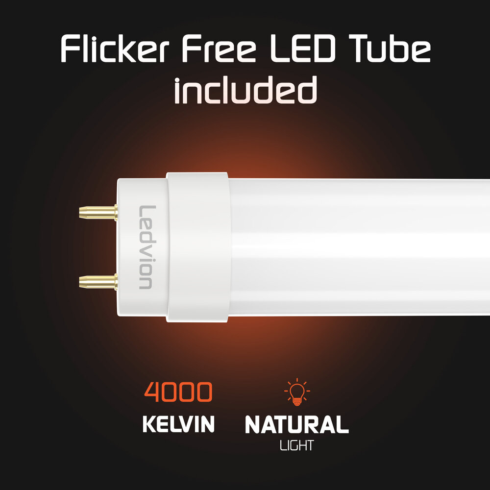 Ledvion LED TL Armatuur 60cm - 9W - 900 Lumen - 4000K - IP65 - Incl. 2x LED TL Buizen